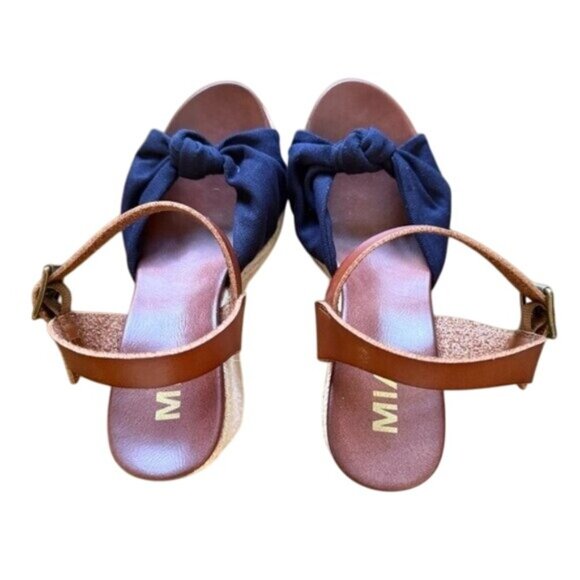 MIA Shoes - New Size 6 1/2 MIA Navy Blue and Brown Rope Knotted Wedge Sandals